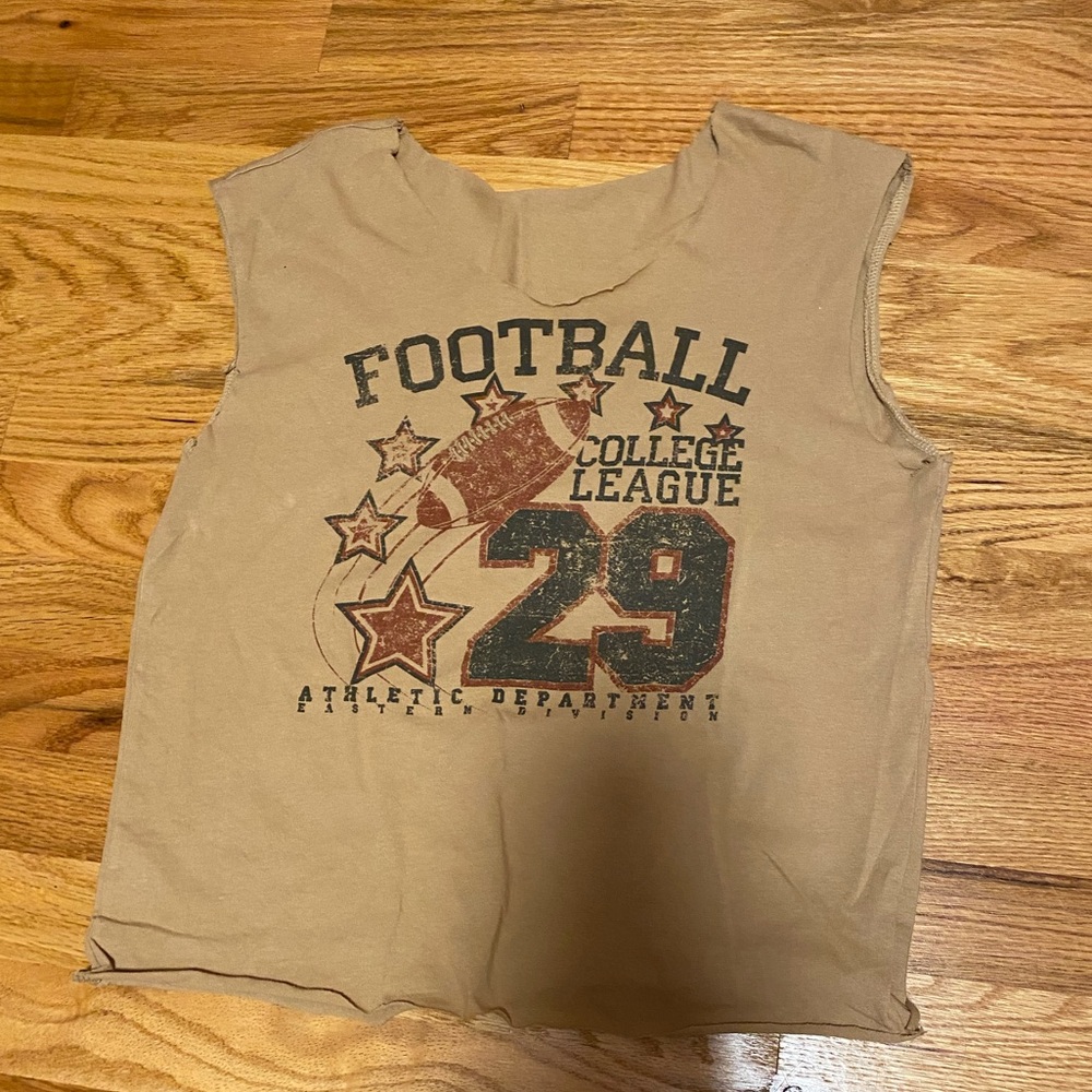 Forever 21 Tan Football Graphic Muscle Tee